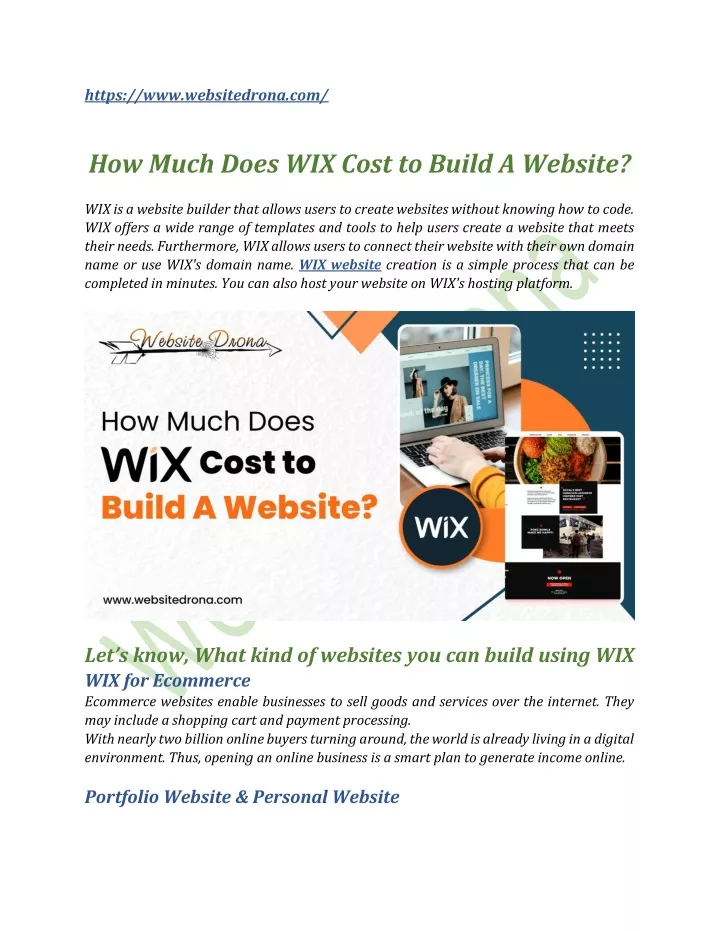 https www websitedrona com how much does wix cost