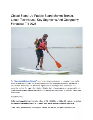 global stand up paddle board market trends latest