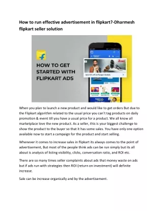 how to run effective advertisement in flipkart