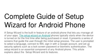 Complete Guide of Setup Wizard for Android Phone