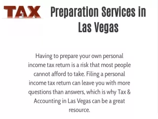 Tax Preparation Services in Las Vegas
