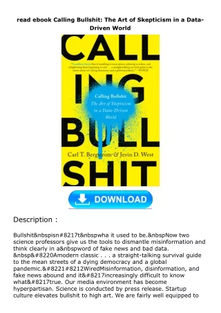 read ebook calling bullshit the art of skepticism