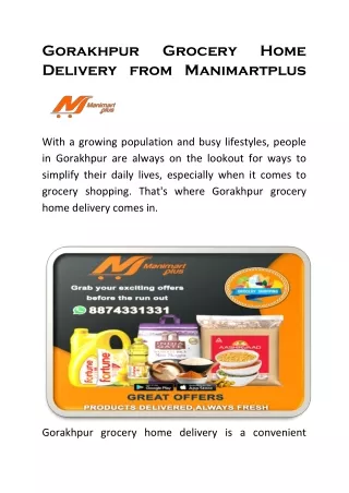 Gorakhpur Grocery Home  Delivery from Manimartplus