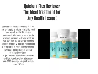 quietum plus reviews the ideal treatment