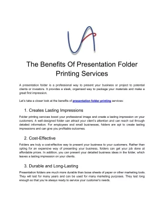 the benefits of presentation folder printing