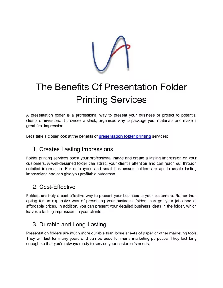 the benefits of presentation folder printing