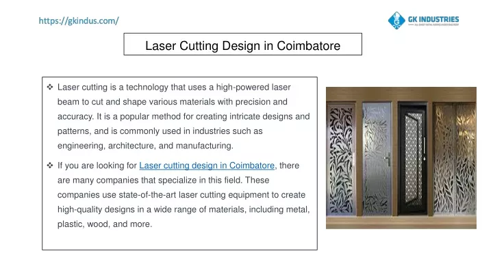 laser cutting design in coimbatore
