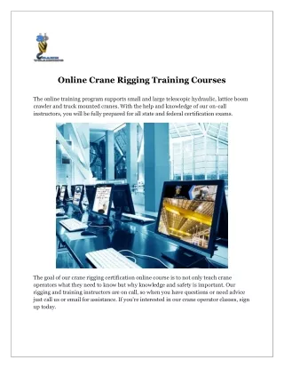 Online Crane Rigging Training Courses