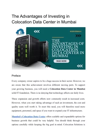 The Advantages of Investing in Colocation Data Center in Mumbai