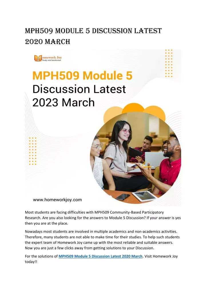 mph509 module 5 discussion latest 2020 march
