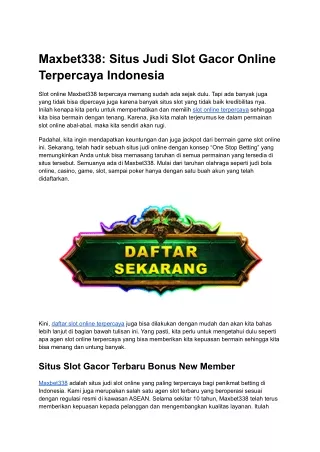 Maxbet338_ Situs Judi Slot Gacor Online Terpercaya Indonesia