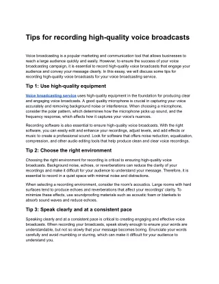 tips for recording high quality voice broadcasts