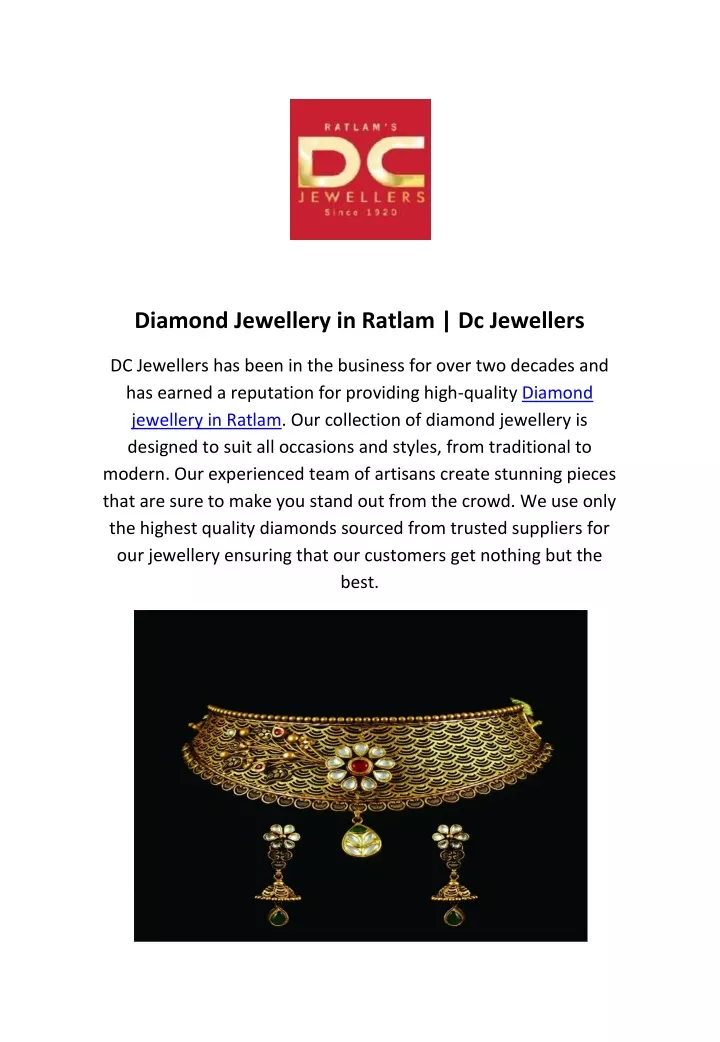 diamond jewellery in ratlam dc jewellers