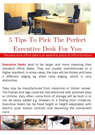 5 Tips to Pick the Perfect Executive Desk for You