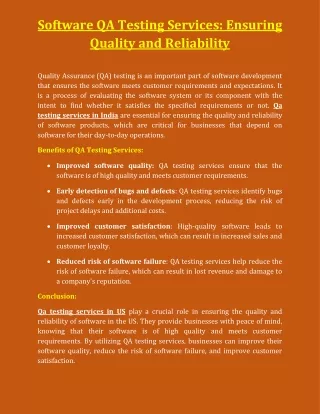 software qa testing services ensuring quality