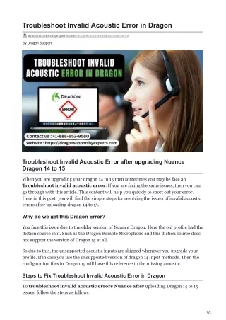 Troubleshoot Invalid Acoustic Error in Dragon