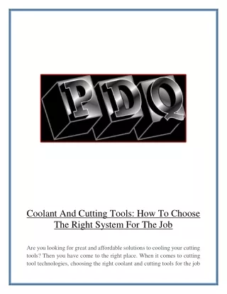 coolant and cutting tools how to choose the right