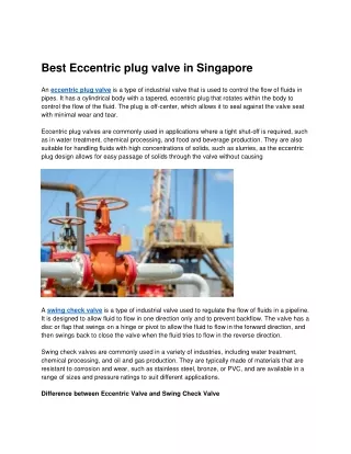 Best Eccentric Plug Valve in Singapore