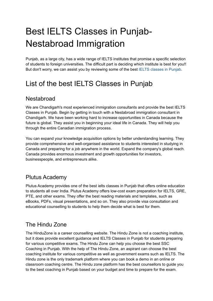 best ielts classes in punjab nestabroad