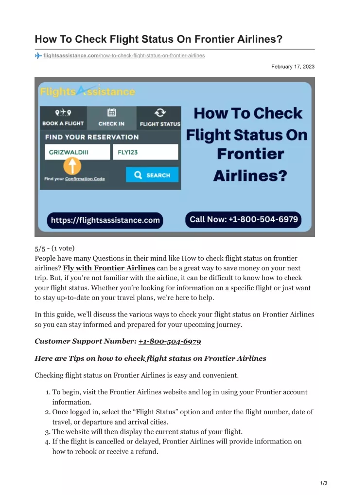 PPT - How To Check Flight Status On Frontier Airlines PowerPoint ...