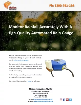 Monitor Rainfall Accurately With A High-Quality Automated Rain Gauge