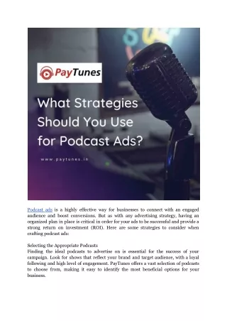 What Strategies Should You Use for Podcast Ads.
