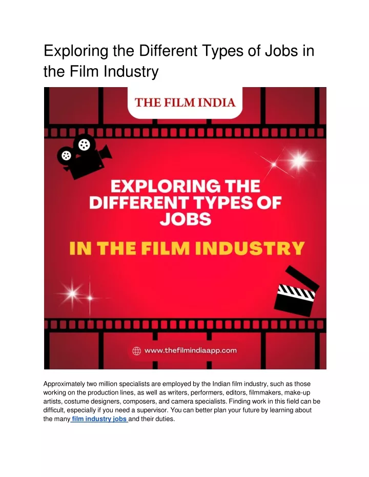 exploring the different types of jobs in the film industry