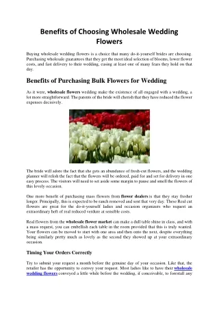 Benefits of Choosing Wholesale Wedding Flowers