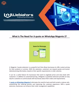 what is the need for a quote on whatsapp magento 2