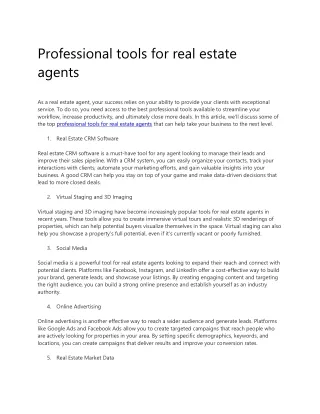 3. Professional tools for real estate agents