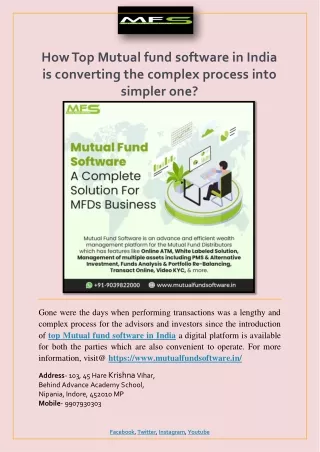 How Top Mutual fund software in India is converting the complex process into simpler one