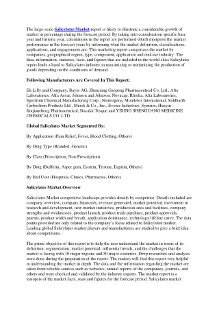 the large scale salicylates market report