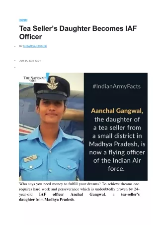 people tea seller s daughter becomes iaf officer