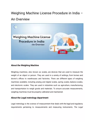 weighing machine license procedure in india
