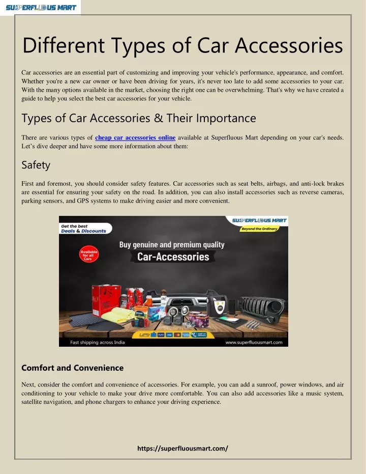 different types of car accessories