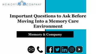 Important Questions to Ask Before Moving Into a Memory Care Environment