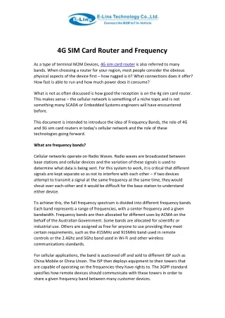 4g sim card router and frequency