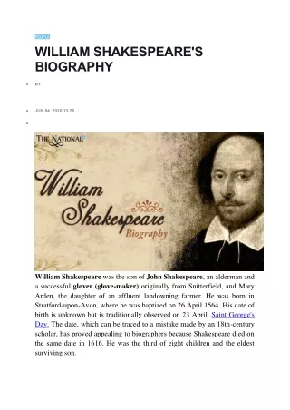 people william shakespeare s biography