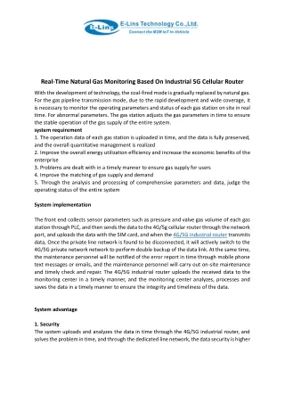 real time natural gas monitoring based