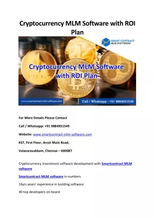 cryptocurrency mlm software with roi plan