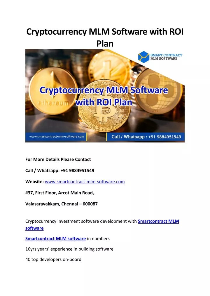 cryptocurrency mlm software with roi plan