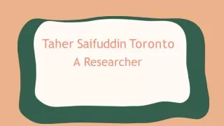 Taher Saifuddin Toronto - A Researcher