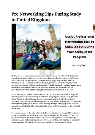 Pro Networking Tips During Study in United Kingdom