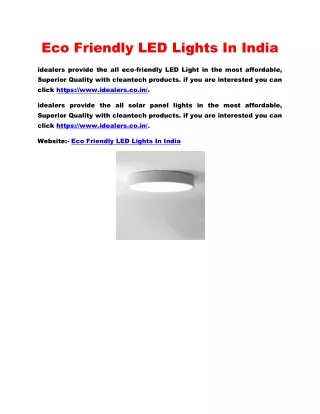 Eco Friendly LED Lights In India