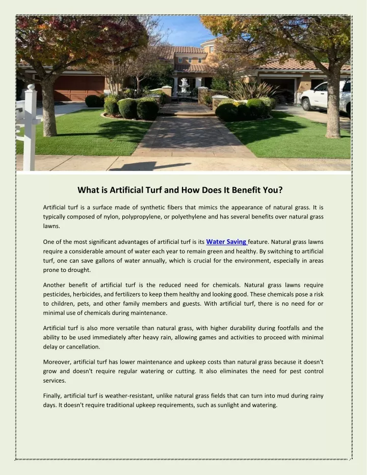 what is artificial turf and how does it benefit