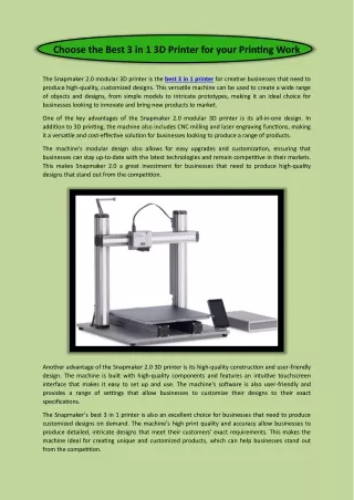 choose the best 3 in 1 3d printer for your