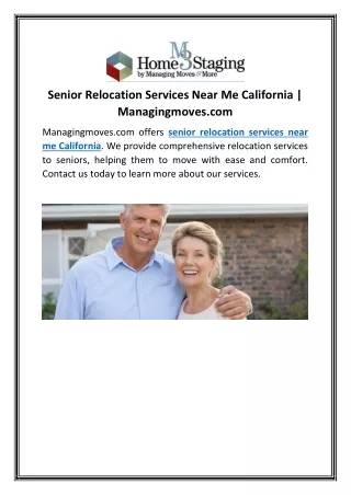 Senior Relocation Services Near Me California | Managingmoves.com