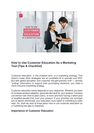 How to Use Customer Education As a Marketing Tool