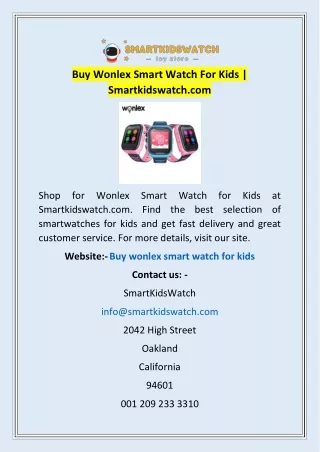 Buy Wonlex Smart Watch For Kids | Smartkidswatch.com