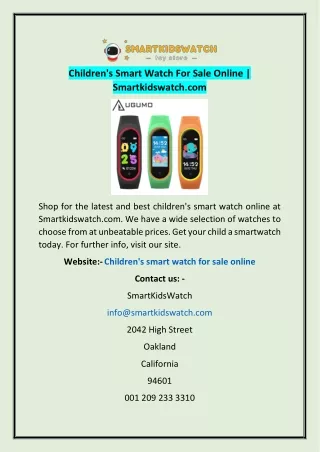 Children's Smart Watch For Sale Online | Smartkidswatch.com